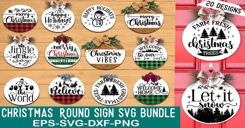 Christmas Round Sign SVG Bundle (by SVG Print design)