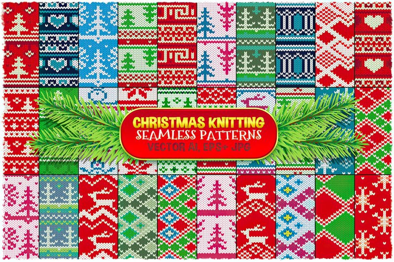 Christmas Seamless Knitting Patterns (by pixaroma)