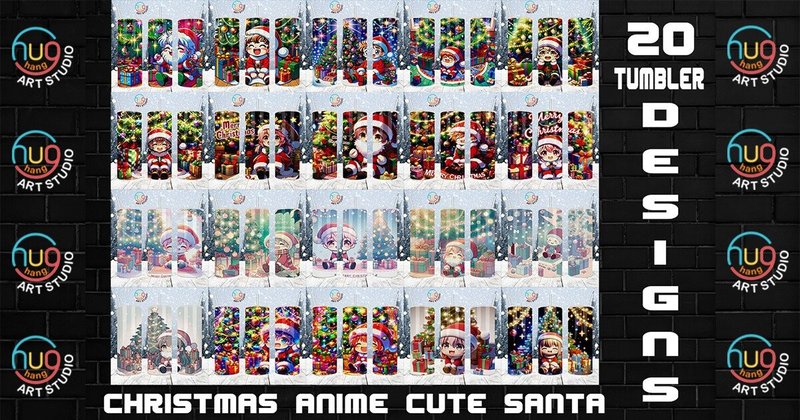 Christmas Style Anime Tumbler Bundle (by HugHang Art Studio)