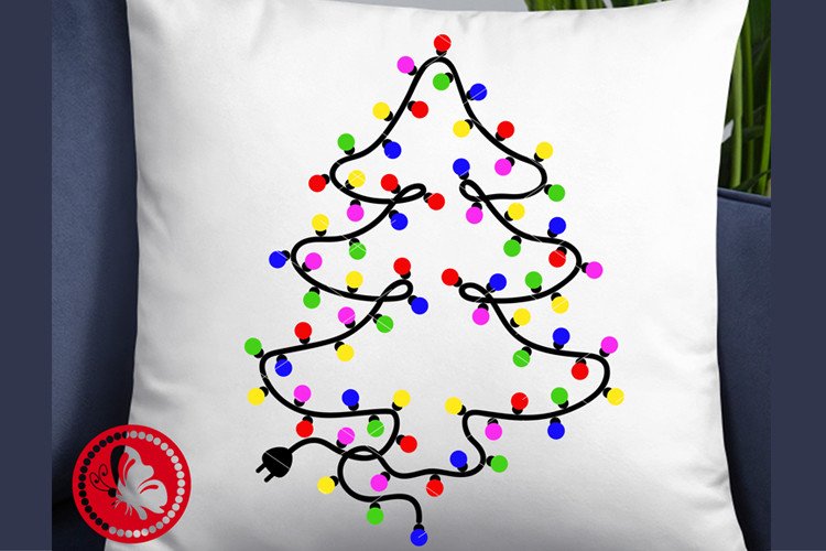 Christmas Tree Lights Holiday Decor Art (by Mama Lama design)