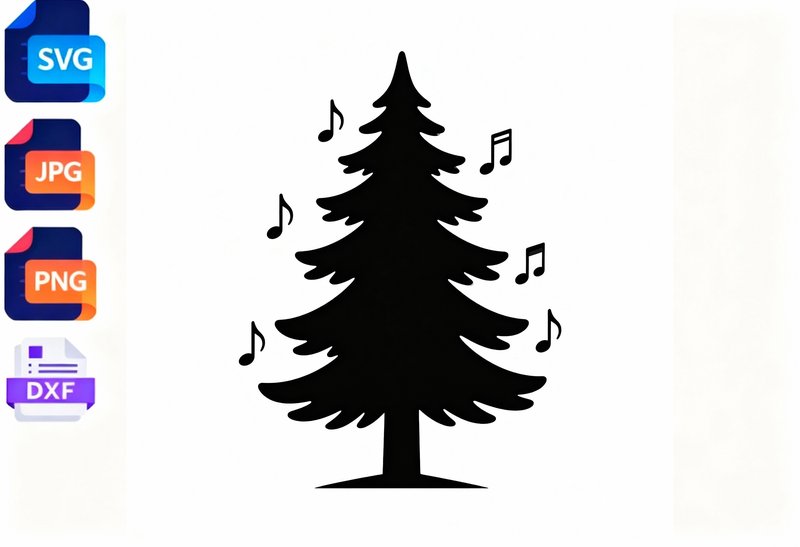 Christmas Tree Music Notes SVG Cut File (by soikotcbd)