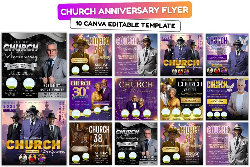 Church Anniversary Flyer Templates (by memorial shop)