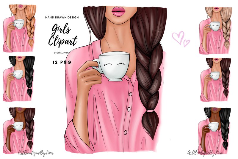 Coffee Mug Fashion Illustration (by ArtBoutigueByLina)