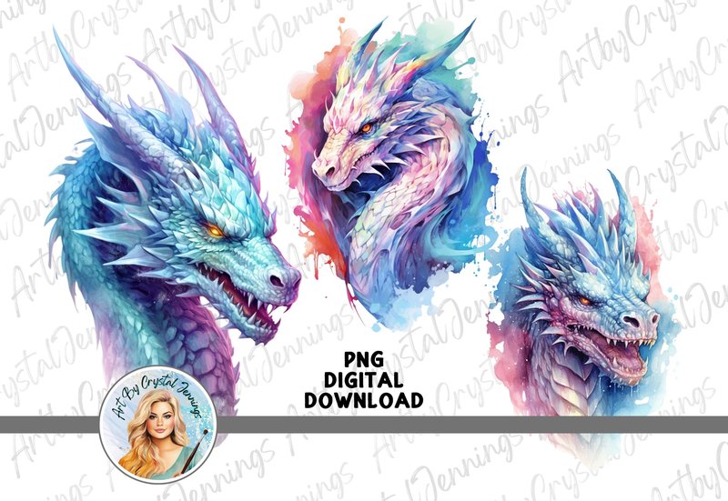 Colorful Mystical Dragon Clipart PNG (by ArtbyCrystalJennings)