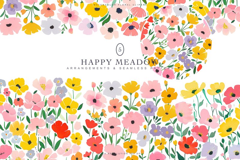 Colorful Summer Floral Clipart (by Patishop Art)