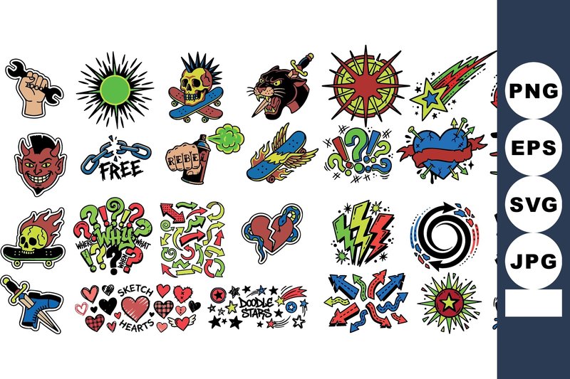 Colorful Tattoo Flash Style Art (by DesignVectx)