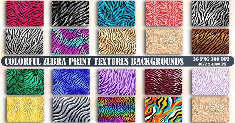 Colorful Zebra Print Textures Background Bundle (by Lazy Sun)