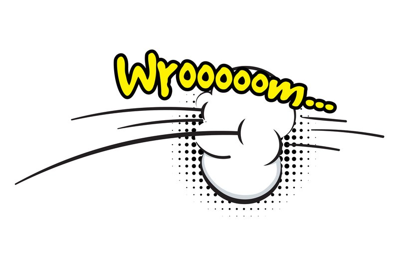 Comic Moving Sound. Fast Motion Wroom Wo (by microvectorone)
