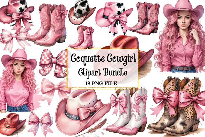Coquette Cowgirl Clipart PNG Graphic (by Ak Artwork)