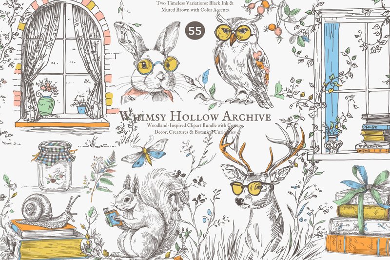 Cottagecore Clipart Hand Drawn Set (by Patishop Art)