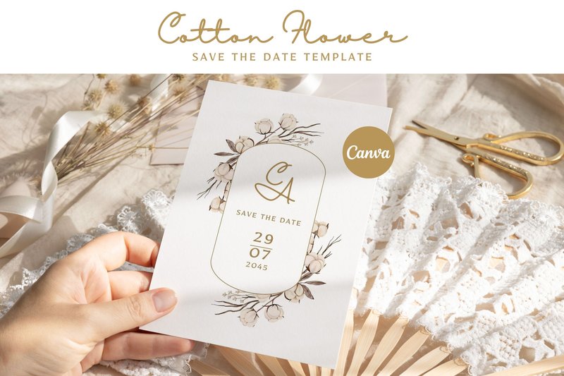 Cotton Flower Save the Date Template (by elsabenaa)