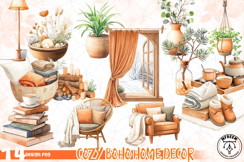 Cozy Boho Home Decor PNG (by mfreem)