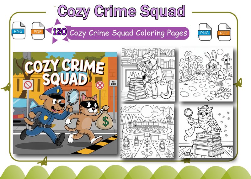Cozy Crime Squad Coloring Pages Adults (by Unique)