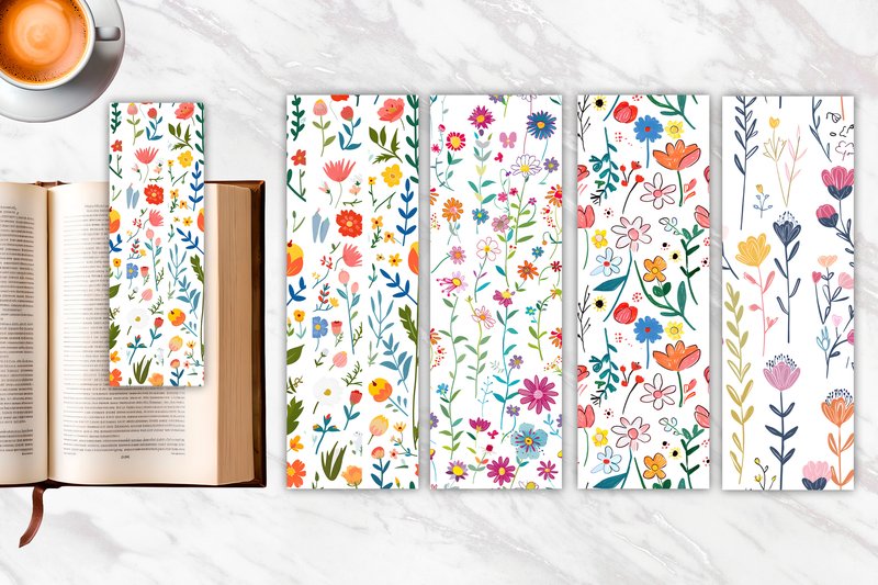 Crayons Floral Bookmark Designs (by ART Fanatic)