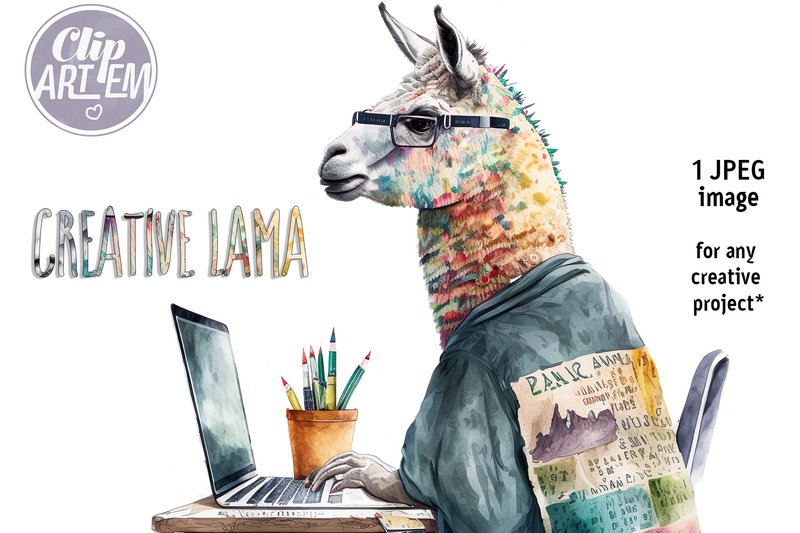 Creative Lama Wall Art Funny Decor Print (by clipArtem)