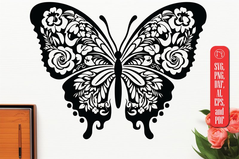 Cricut Floral Butterfly SVG (by NGISED)