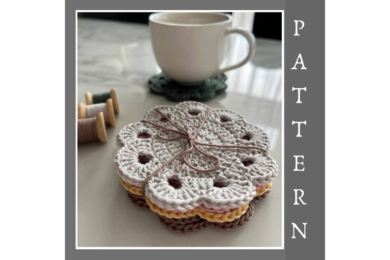 Crochet Coasters Flower Easy Pattern (by Time Knitting)