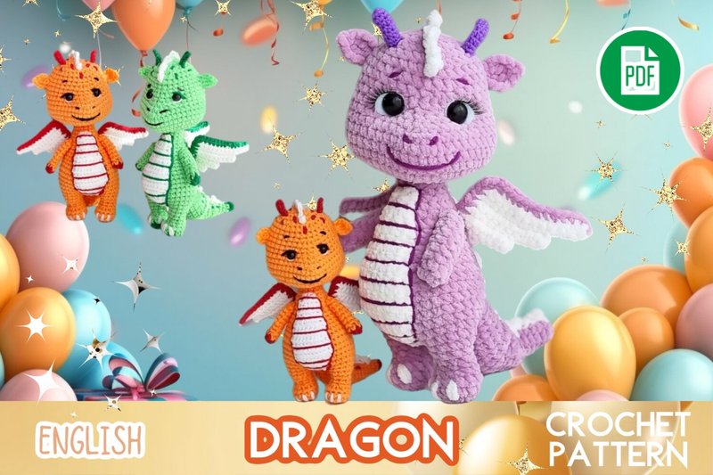 Crochet Dragon Toy Pattern PDF Amigurumi (by \u041e\u043b\u044c\u0433\u0430 \u041b\u0430\u0431\u0443\u0442\u0438\u043d\u0430)