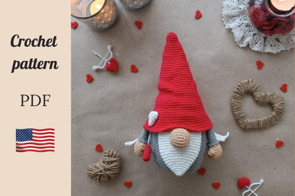 Crochet Pattern Valentine Cupid Gnome (by ToysByMommy)