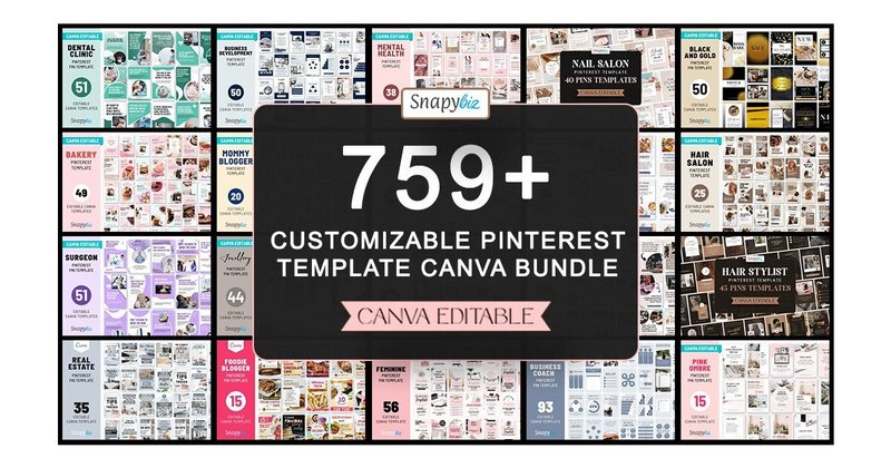 Customizable Pinterest Template Bundle (by SnapyBiz)