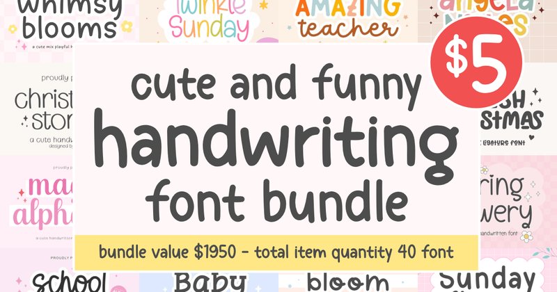 Cute Handwriting Font Bundle (by Keithzo (7NTypes))