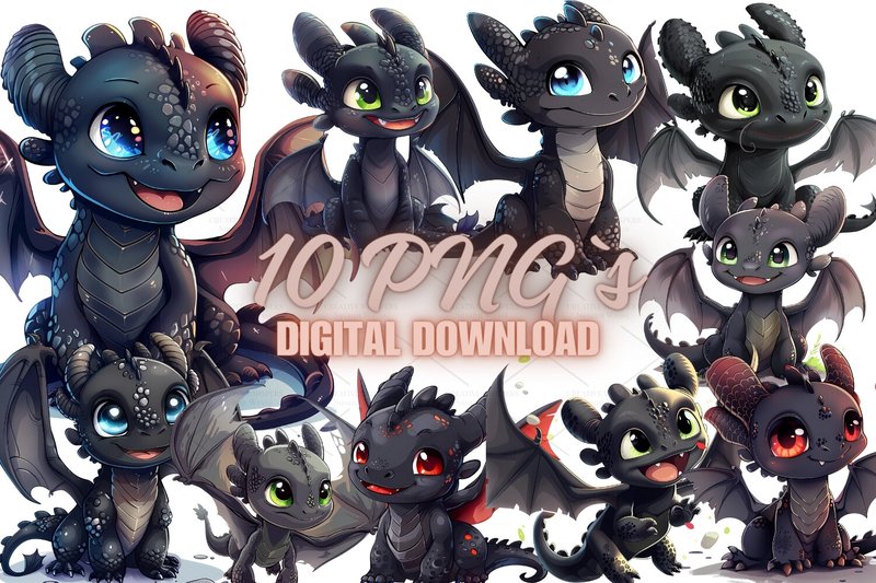 Cute Baby Dragon Clipart, PNG 5S-52 (by SWcreativeWhispers)