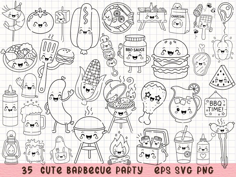 Cute BBQ Party SVG Food Clipart (by MeawwaDigitalArts)