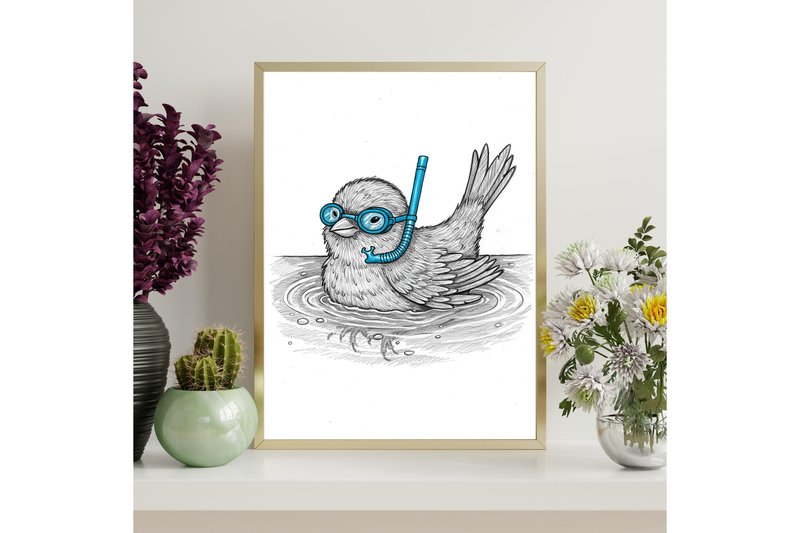 Cute Bird Bathroom Decor (by Younique Aartwork)