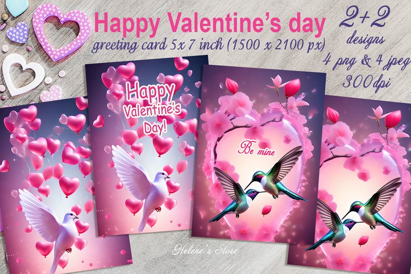 Cute Birds on Valentines Cards (by Helene's store)