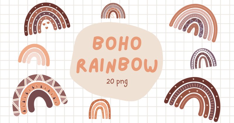 Cute Boho Rainbow Sublimation Cliparts Bundle (by PawsitivelyAesthetic)