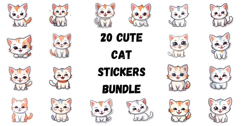 Cute Cat Stickers Bundle (by yaseenbaigart)