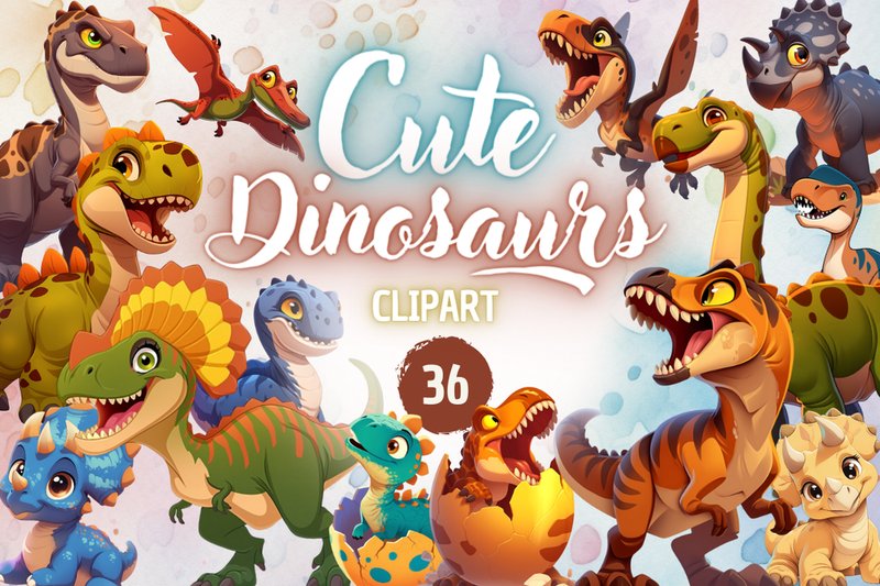 Cute Dinosaurs - Clipart (by Sahad Stavros Studio)