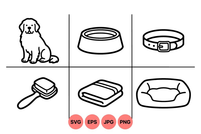 Cute Dog Pet Accessories SVG (by DesignVectx)
