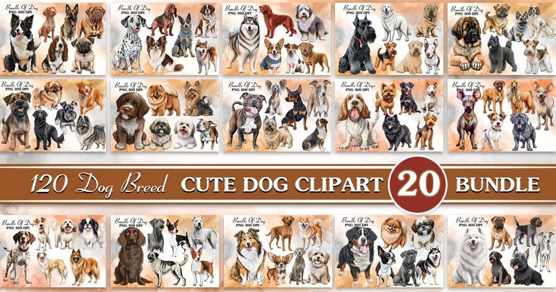 Cute Dog Sublimation Clipart Bundle (by Cat Lady)