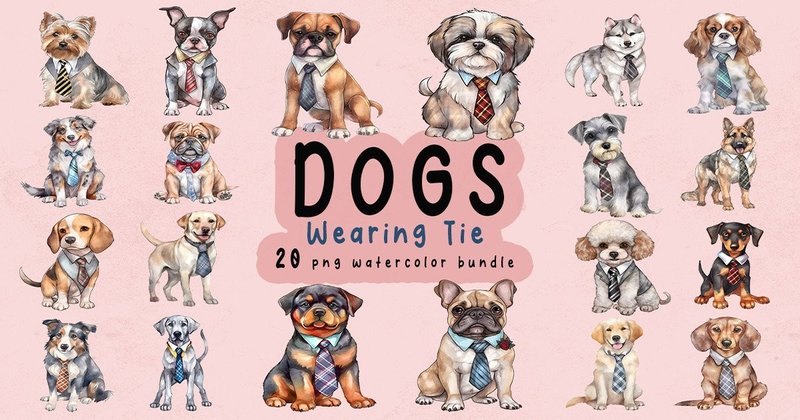 Cute Dog Wearing Tie Clipart Bundle (by Quoteer)