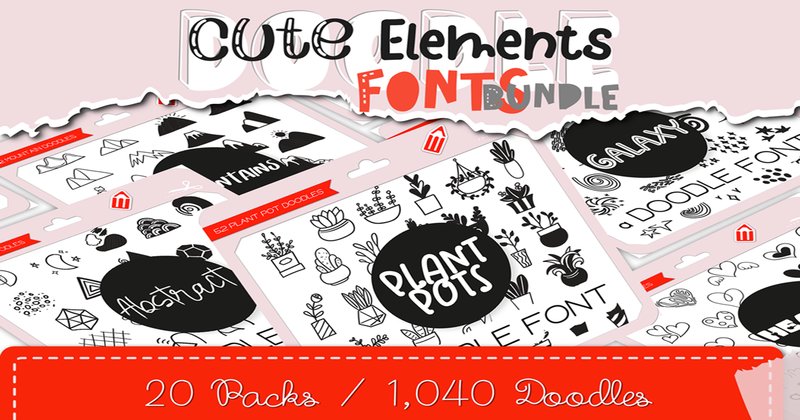 Cute Elements Fonts Bundle (by WADLEN)