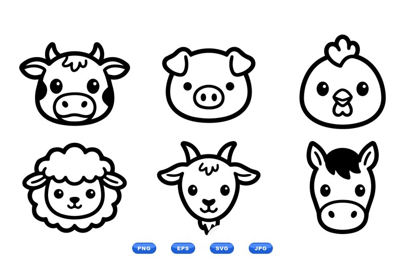Cute Farm Animal Clipart Pack (by DesignVectx)