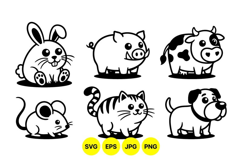 Cute Farm Animal Clipart Set (by DesignVectx)