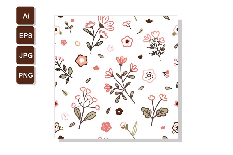 Cute Hand-drawn Floral Seamless Pattern (by aivenstudio)