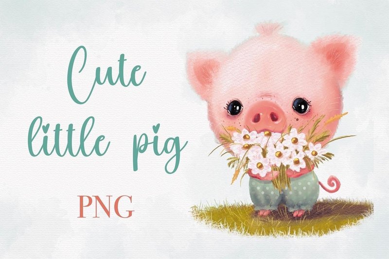 Cute Little Pig PNG, Farm Animal Clipart (by MyCuteClipart)