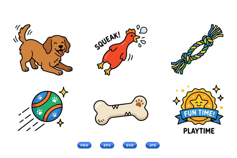 Cute Playtime Pet Toy Clipart (by DesignVectx)
