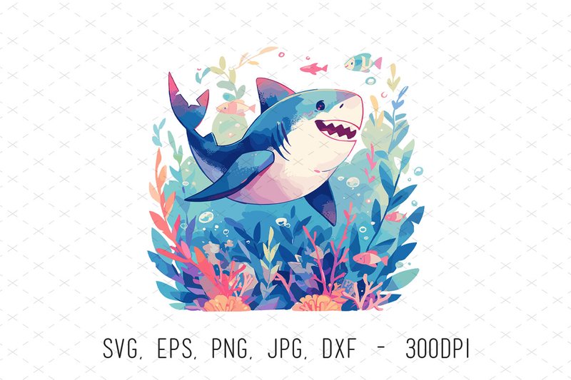 Cute Shark Underwater Sea Life Clipart (by ArtCursor)