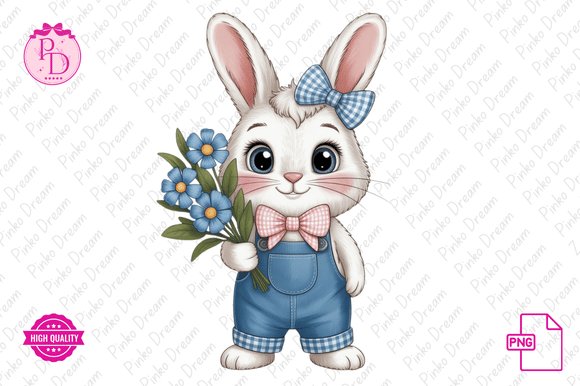 Cute Spring Bunnies Cottagecore Clipart (by Pinko Dream)