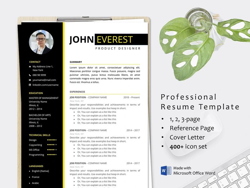 CV Resume Template Word for Job (by AWRSMdesign)