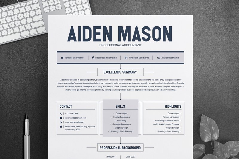 CV, Resume Template Word (by ResumeInventor)