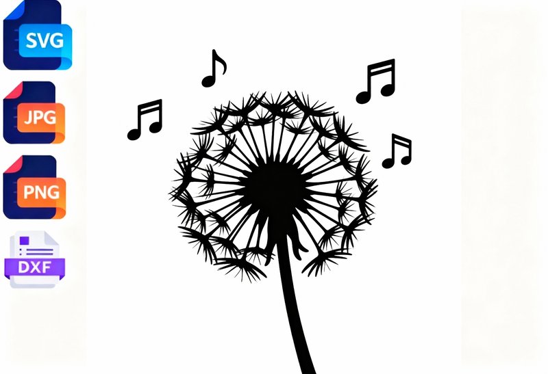 Dandelion Music Notes SVG Cut File (by soikotcbd)
