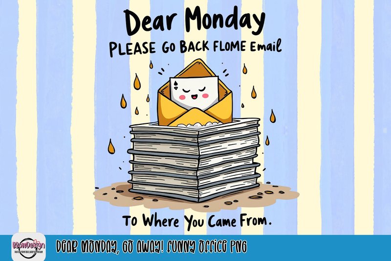 Dear Monday, Go Away! Funny Office PNG (by BbowDesign)