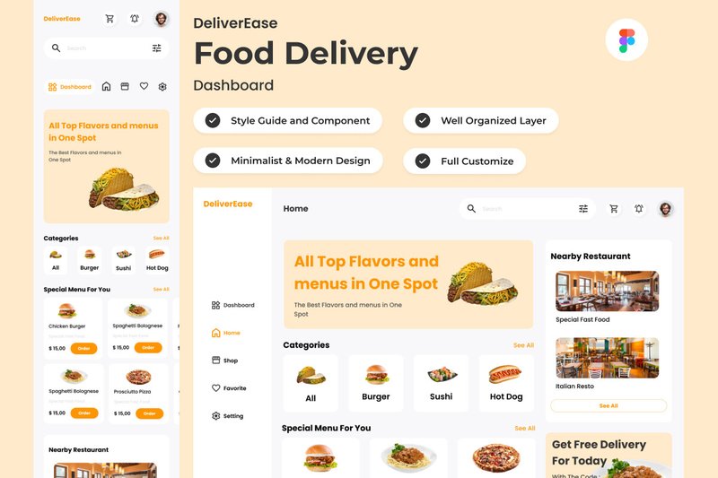 DeliverEase - Food Delivery Dashboard V2 (by twinletter)