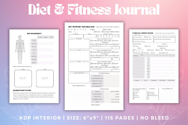 Diet and Fitness Tracker Journal for KDP (by Digital Creative)