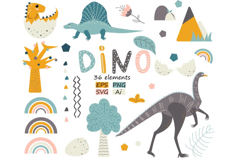 Dinosaur Clipart for Nursery Decor (by CuteShopClipArt)